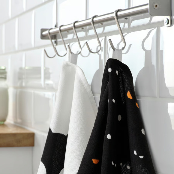 IKEA KUSTFYR Dish Towel, Cat Eye/White/Black, 18"x24", 2 Pack (206.230.07) NEW - Picture 2 of 3